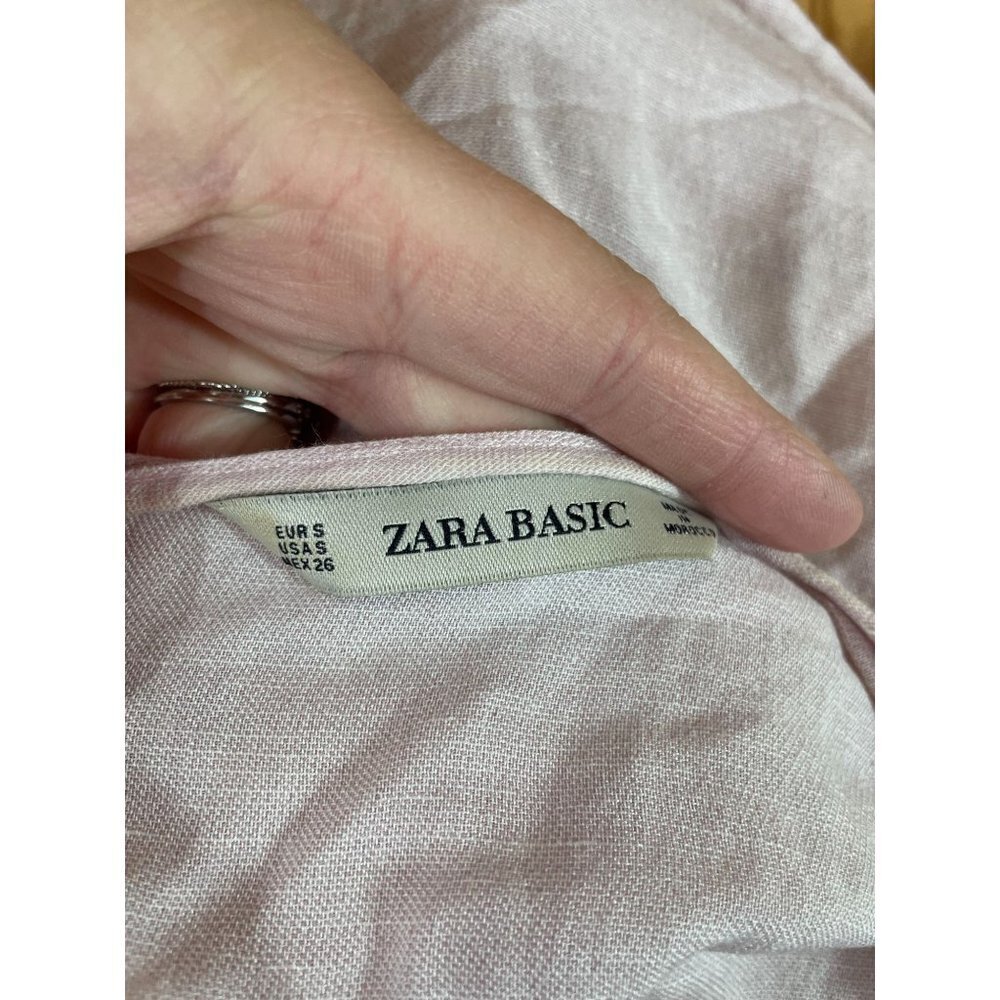 Zara Basic Blouse Pullover Top Ruffle Crochet Tri… - image 7